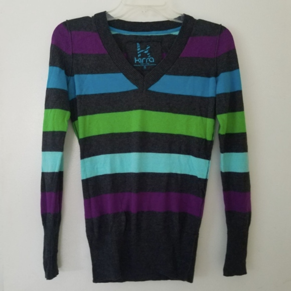 Striped V Neck Sweater - Picture 2 of 4